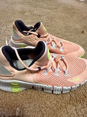Nike Peach with Neon Green Accents Running Shoes
